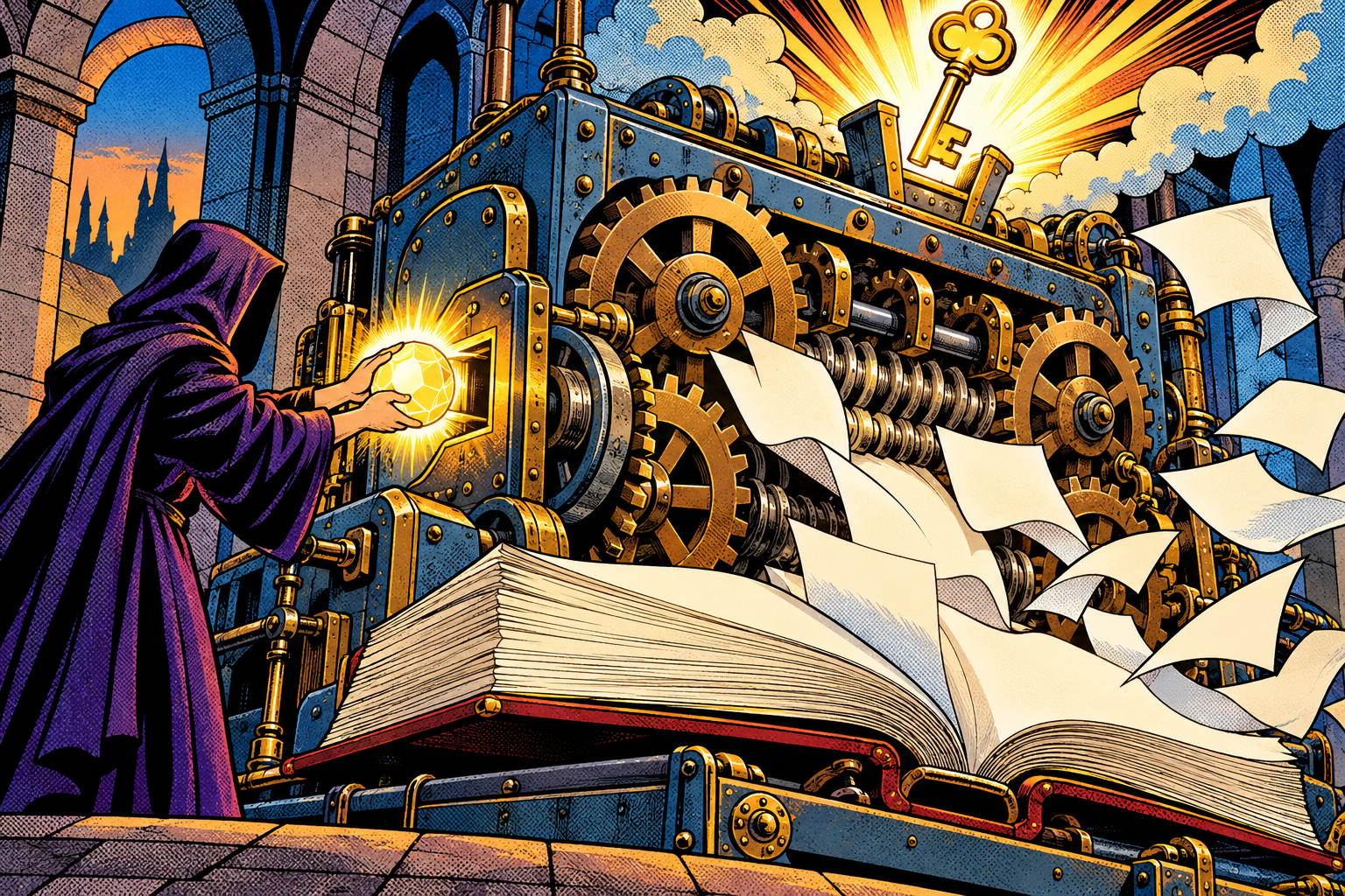Comic: a code-breaking machine grinds through a giant dictionary and spits out a password key
