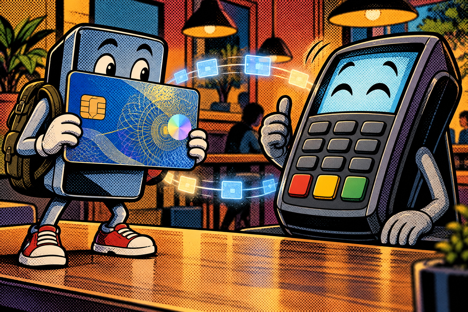 Comic: a gadget presents the real card’s identity to a terminal, which is convinced
